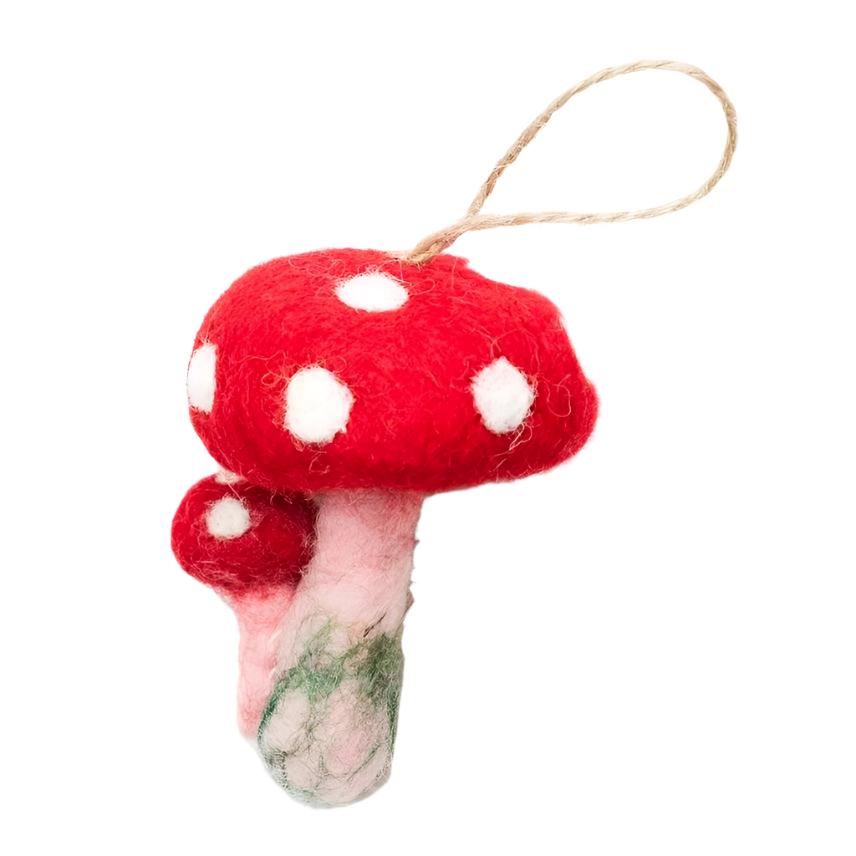 Felted Wool Ornaments from The Winding Road - Red Mushroom